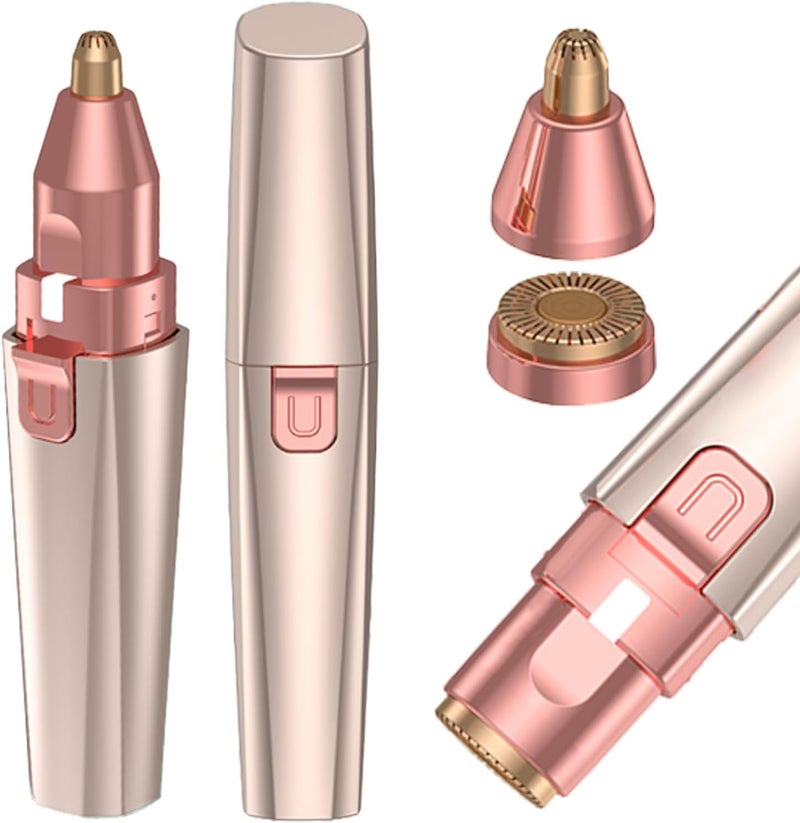 Esermoon Facial Hair Remover for Women - Rose Gold USB Rechargeable Eyebrow Trimmer & Face Shaver with LED Light, 2-in-1 Hair Removal Device for Smooth Skin - Image 1
